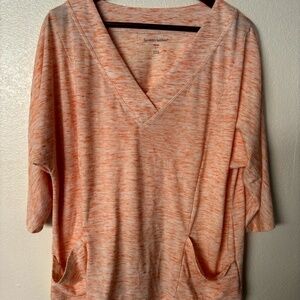 Woman Within Peach Heathered V-Neck Tunic Top – Size 18/20 – Soft & Relaxed Fit